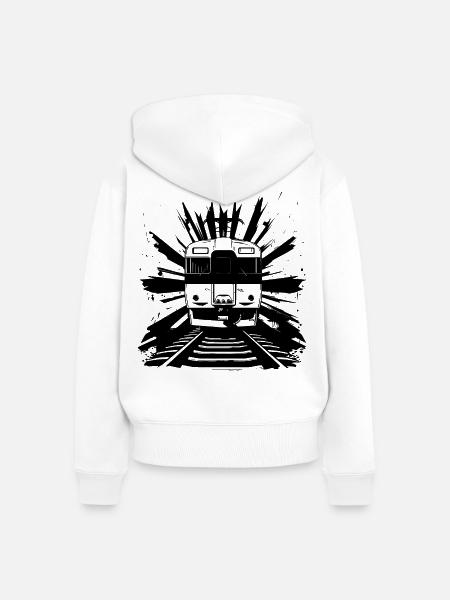 Eisenbahn Skizze - Frauen Premium Bio Zip Hoodie - Weiß