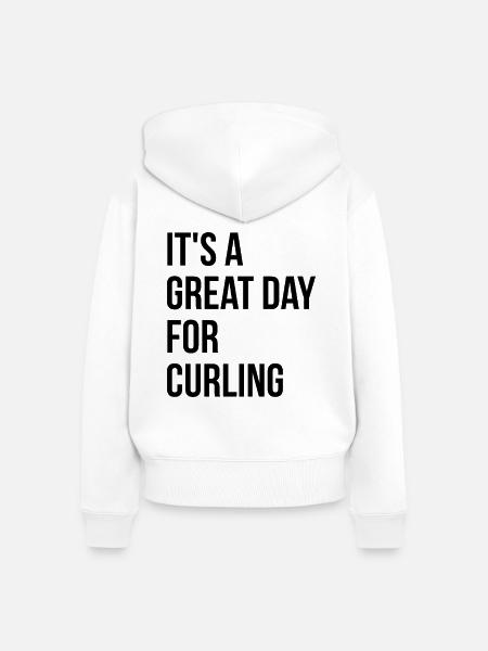 Curling Curling Curling - Frauen Premium Bio Zip Hoodie - Weiß