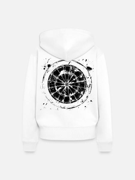 Dartscheibe Zeichnung - Frauen Premium Bio Zip Hoodie - Weiß