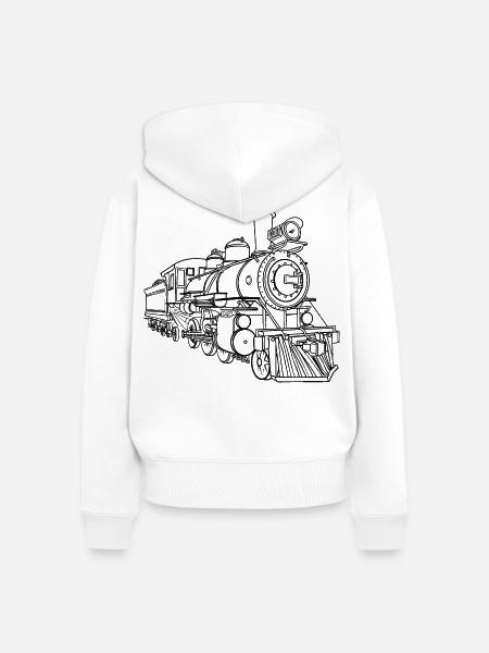 Eisenbahn Linienskizze - Frauen Premium Bio Zip Hoodie - Weiß