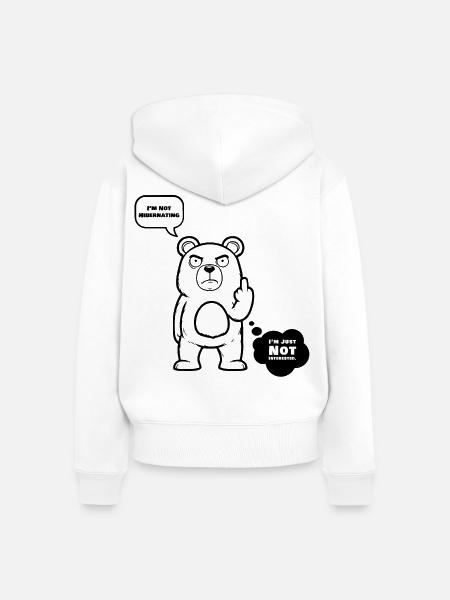 The uninterested bear - Frauen Premium Bio Zip Hoodie - Weiß