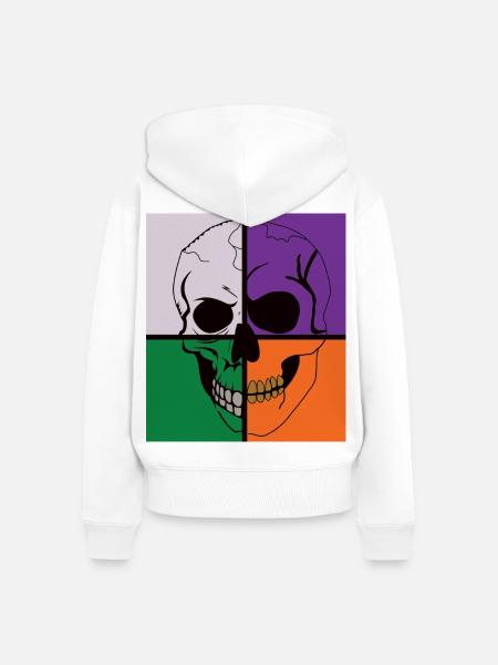 Skelettschädel - Frauen Premium Bio Zip Hoodie - Weiß