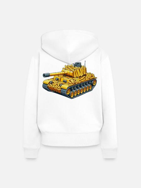 Pommes Panzer | Fries Tank - Frauen Premium Bio Zip Hoodie - Weiß