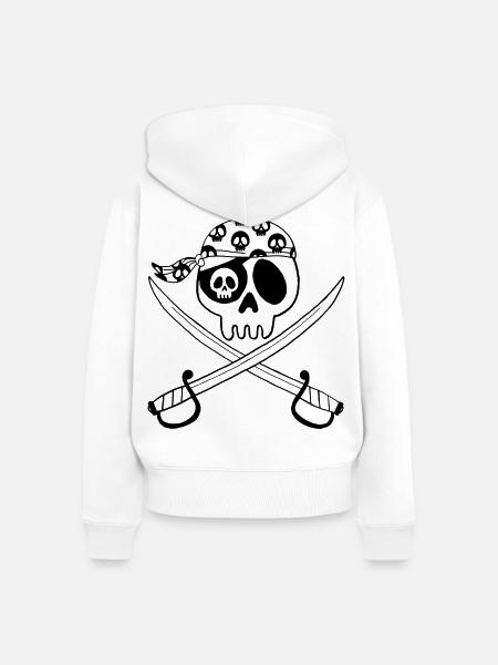 Piratenschädel (Schwarz) - Frauen Premium Bio Zip Hoodie - Weiß