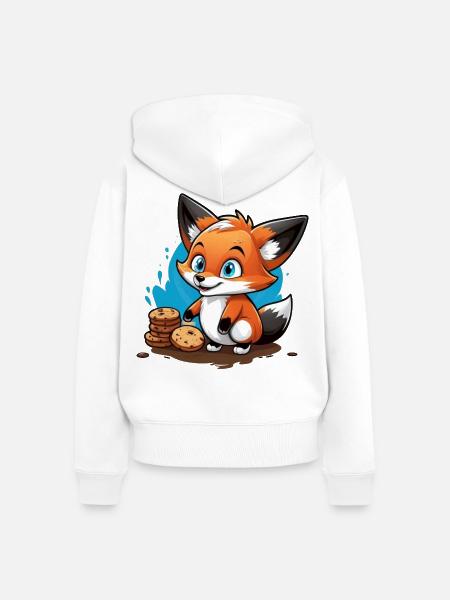 Kleiner Fuchs mit Schoko Keksen - Frauen Premium Bio Zip Hoodie - Weiß