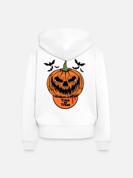 Trick or Treat Halloween - Frauen Premium Bio Zip Hoodie - Weiß