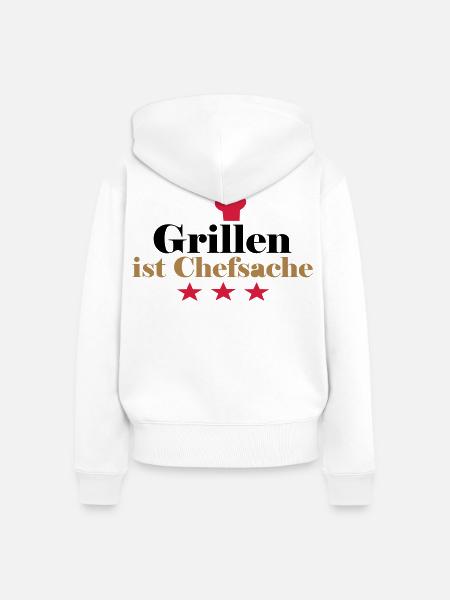 Grillen ist Chefsache - Frauen Premium Bio Zip Hoodie - Weiß