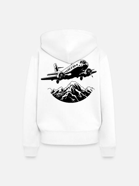 Flugzeug Grafik - Frauen Premium Bio Zip Hoodie - Weiß