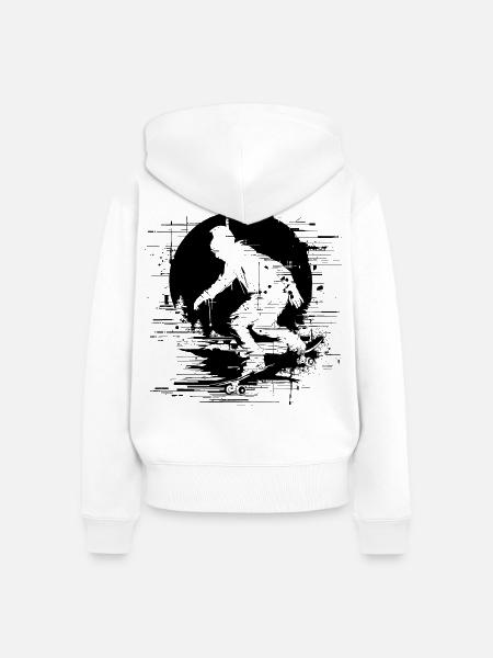 Skateboard Pixel - Frauen Premium Bio Zip Hoodie - Weiß