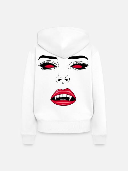 Vampirfrau Gesicht - Frauen Premium Bio Zip Hoodie - Weiß