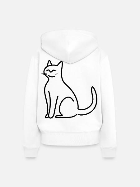 Katze - Frauen Premium Bio Zip Hoodie - Weiß