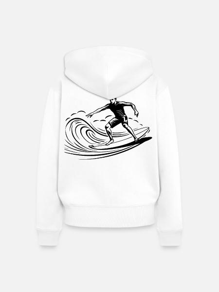 Surfer Junge - Frauen Premium Bio Zip Hoodie - Weiß