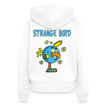 Seltsamer blauer Vogel - Frauen Premium Bio Zip Hoodie - Weiß - Hinten - AI Model Female 172 light (172cm)