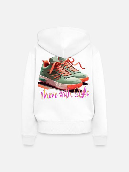 Move with Style Sneakers - Frauen Premium Bio Zip Hoodie - Weiß