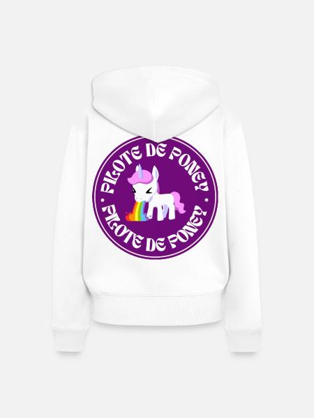 Pony-Pilot - Frauen Premium Bio Zip Hoodie - Weiß