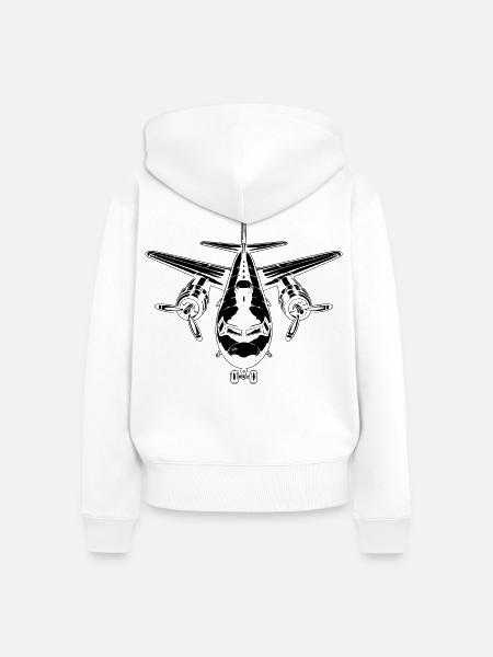 Flugzeug Zeichnung - Frauen Premium Bio Zip Hoodie - Weiß