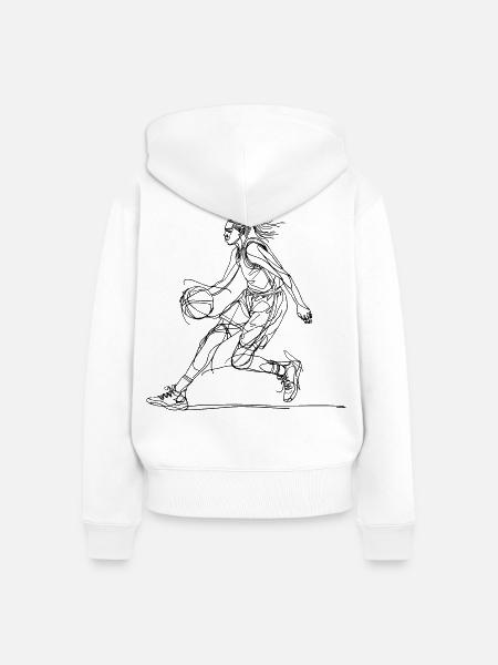 Basketballerin - Frauen Premium Bio Zip Hoodie - Weiß