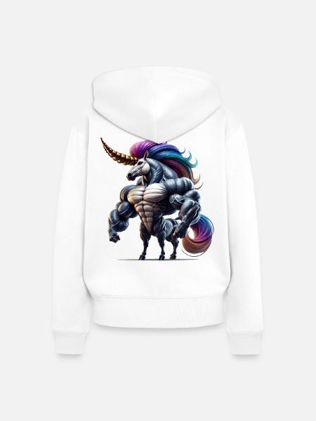 Super Einhorn - Frauen Premium Bio Zip Hoodie - Weiß