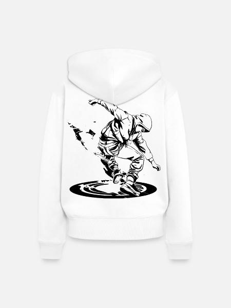 Breakdancer Zeichnung - Frauen Premium Bio Zip Hoodie - Weiß