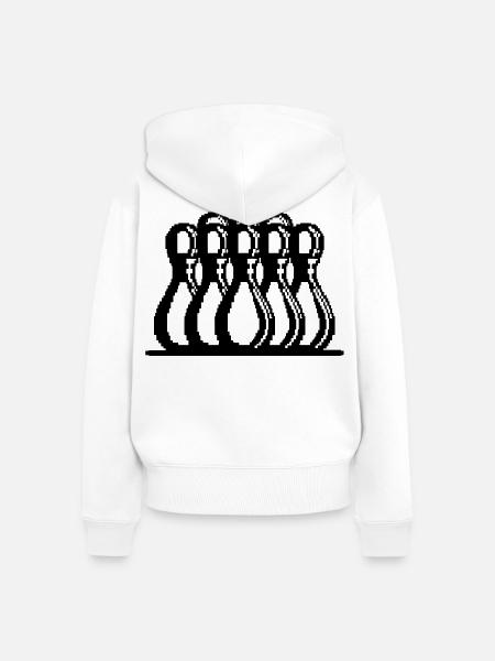 Bowling Pixel Kunst - Frauen Premium Bio Zip Hoodie - Weiß