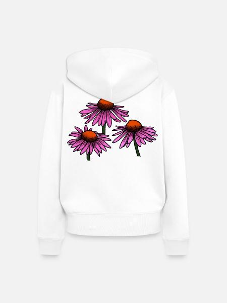 Sonnenhut - Blume - Frauen Premium Bio Zip Hoodie - Weiß