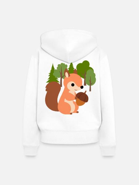 Eichhörnchen mit Nuss - Frauen Premium Bio Zip Hoodie - Weiß