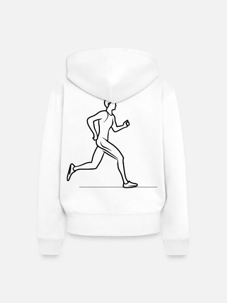 Jogger Junge Strichzeichnung - Frauen Premium Bio Zip Hoodie - Weiß