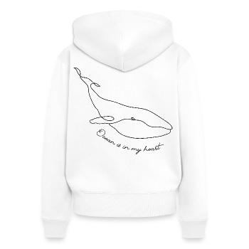 Ocean is in my heart - Frauen Premium Bio Zip Hoodie - Weiß - Hinten - AI Model Female 172 light (172cm)