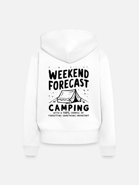 Weekend Camping Forecast - Frauen Premium Bio Zip Hoodie - Weiß