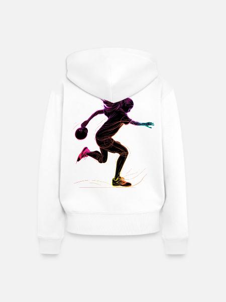 Bowling Frau Retrowave - Frauen Premium Bio Zip Hoodie - Weiß