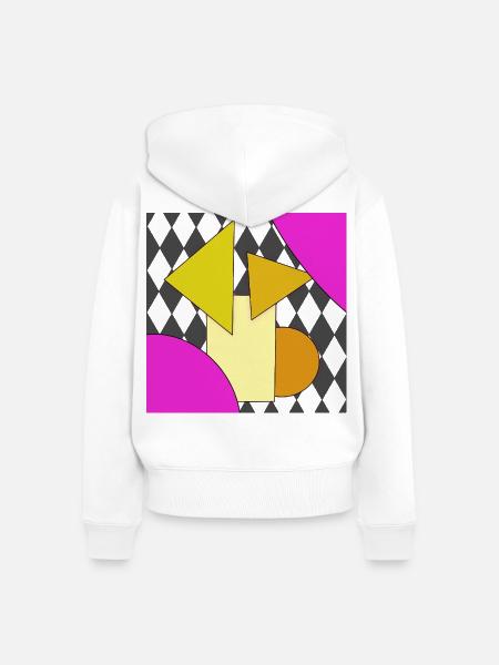 Geometrische Abstraktion Neon Pink - Frauen Premium Bio Zip Hoodie - Weiß