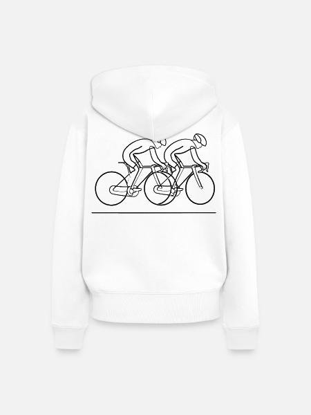 Fahrradfahrer Strichzeichnung - Frauen Premium Bio Zip Hoodie - Weiß