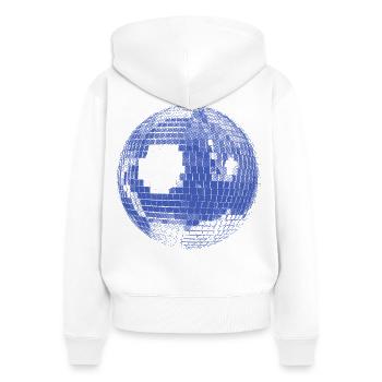 Boule disco – Ambiance de fête rétro - Sweat à capuche zippé Premium bio Femme - blanc - Dos - AI Model Female 172 light (172cm)