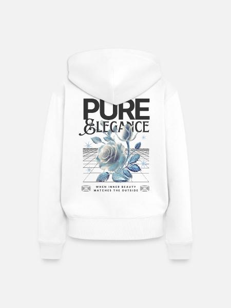 Pure & Elegance – Cyber-Rose Ästhetik - Frauen Premium Bio Zip Hoodie - Weiß