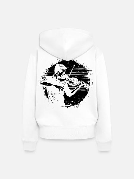 Violinist Zeichnung - Frauen Premium Bio Zip Hoodie - Weiß