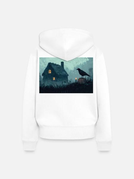 Spukhaus Illustration Poster - Frauen Premium Bio Zip Hoodie - Weiß