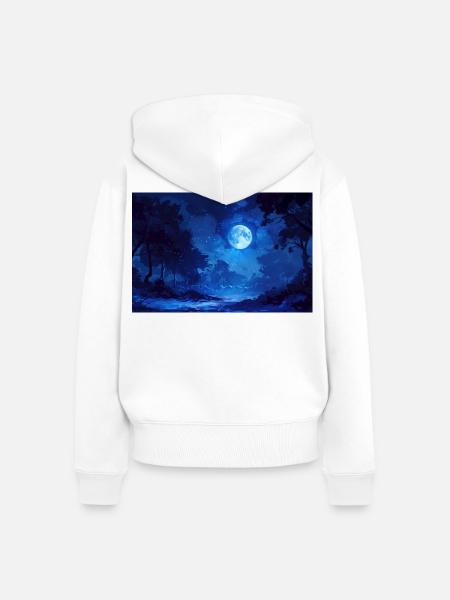 Nachtlandschaft Illustration Poster - Frauen Premium Bio Zip Hoodie - Weiß
