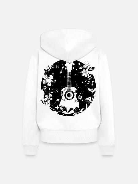 Ukulele Comic-Stil - Frauen Premium Bio Zip Hoodie - Weiß