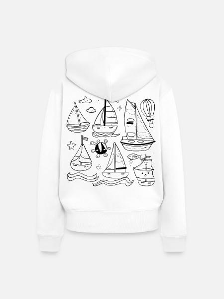 Segeln Comic Stil - Frauen Premium Bio Zip Hoodie - Weiß