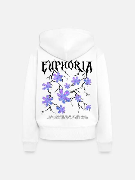Holografische Blumen - Frauen Premium Bio Zip Hoodie - Weiß
