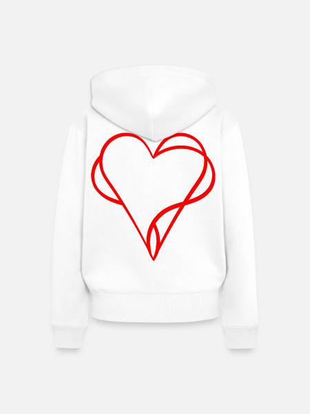 Rote Herzen verschlungen - Liebe - Frauen Premium Bio Zip Hoodie - Weiß