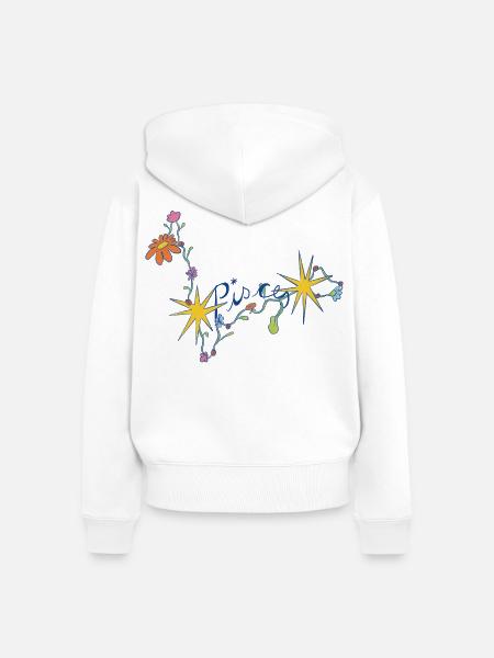 Pisces – Magische Sternzeichen-Blumenillustration - Frauen Premium Bio Zip Hoodie - Weiß