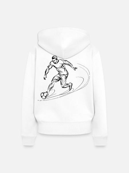 Fußballspieler Skizze - Frauen Premium Bio Zip Hoodie - Weiß