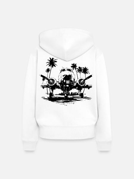 Flugzeug Skizze - Frauen Premium Bio Zip Hoodie - Weiß
