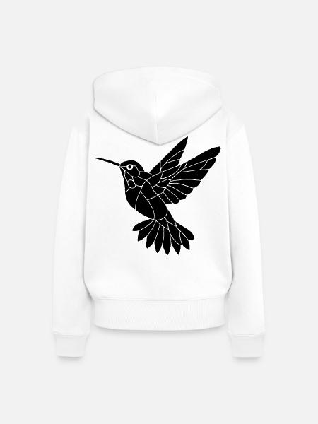 Schwarzer Kolibri - Frauen Premium Bio Zip Hoodie - Weiß