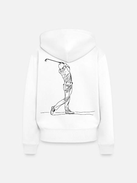 Golf Boy One Line Drawing - Frauen Premium Bio Zip Hoodie - Weiß
