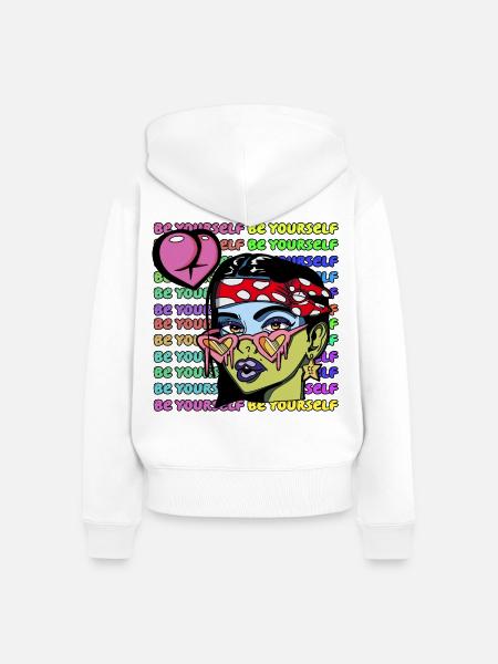 Seien Sie Sie selbst - Frauen Premium Bio Zip Hoodie - Weiß
