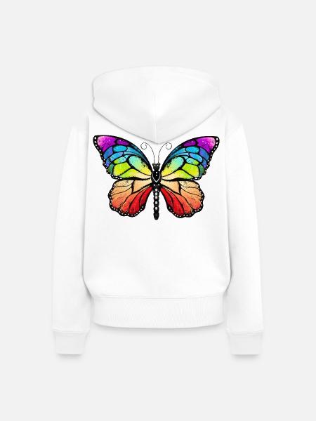 Rainbow pride butterfly - Frauen Premium Bio Zip Hoodie - Weiß