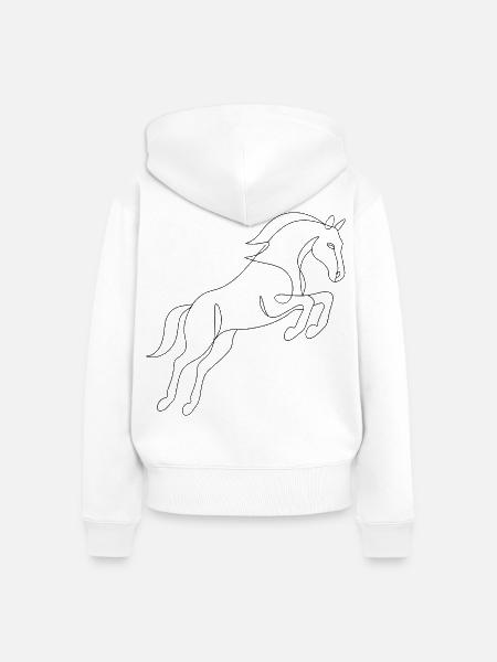 One Line Drawing - Pferd - Frauen Premium Bio Zip Hoodie - Weiß