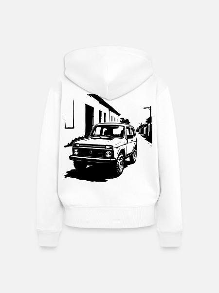 Offroad-Legende Klassik - Frauen Premium Bio Zip Hoodie - Weiß
